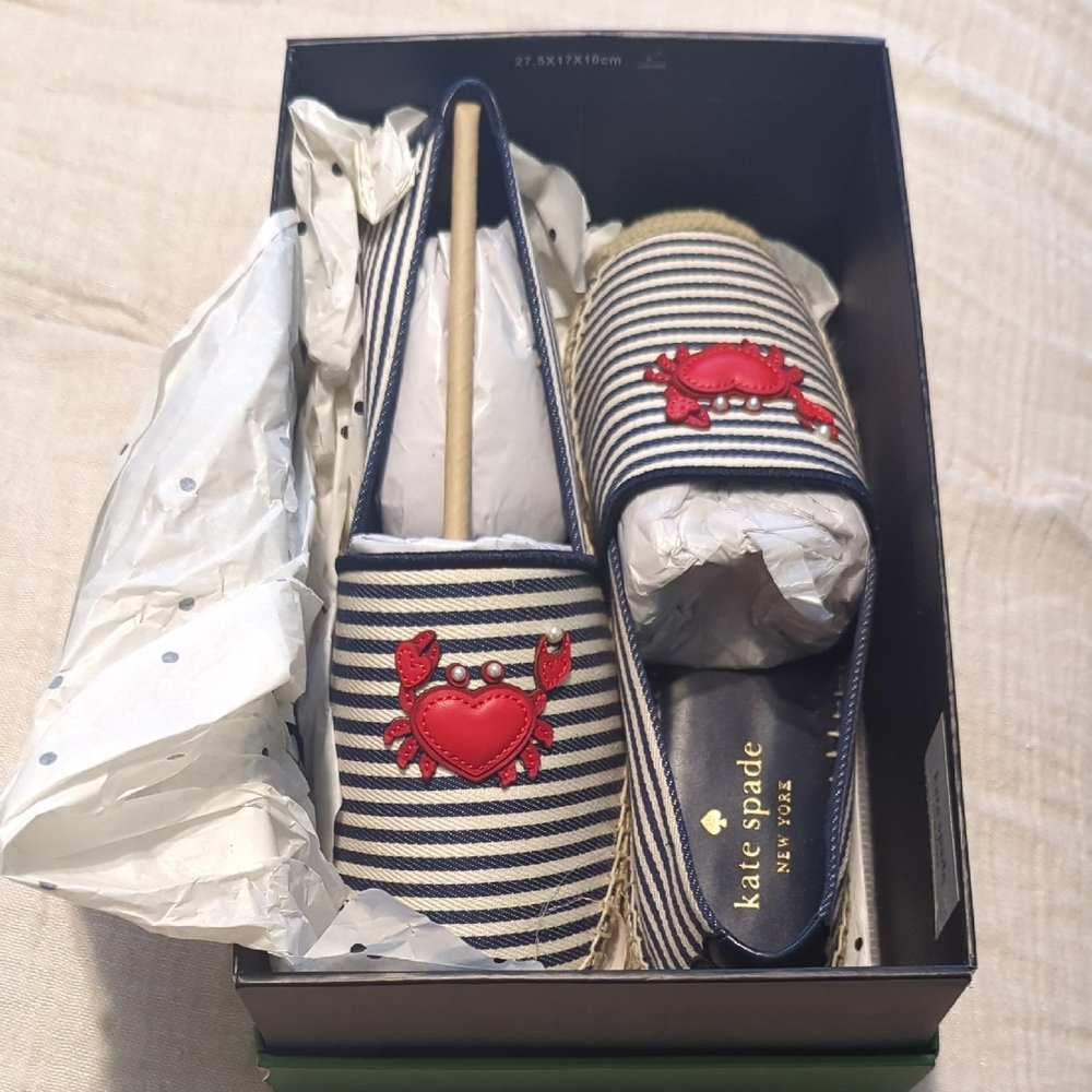 Kate Spade Blue and White Flats with Nautical Charm